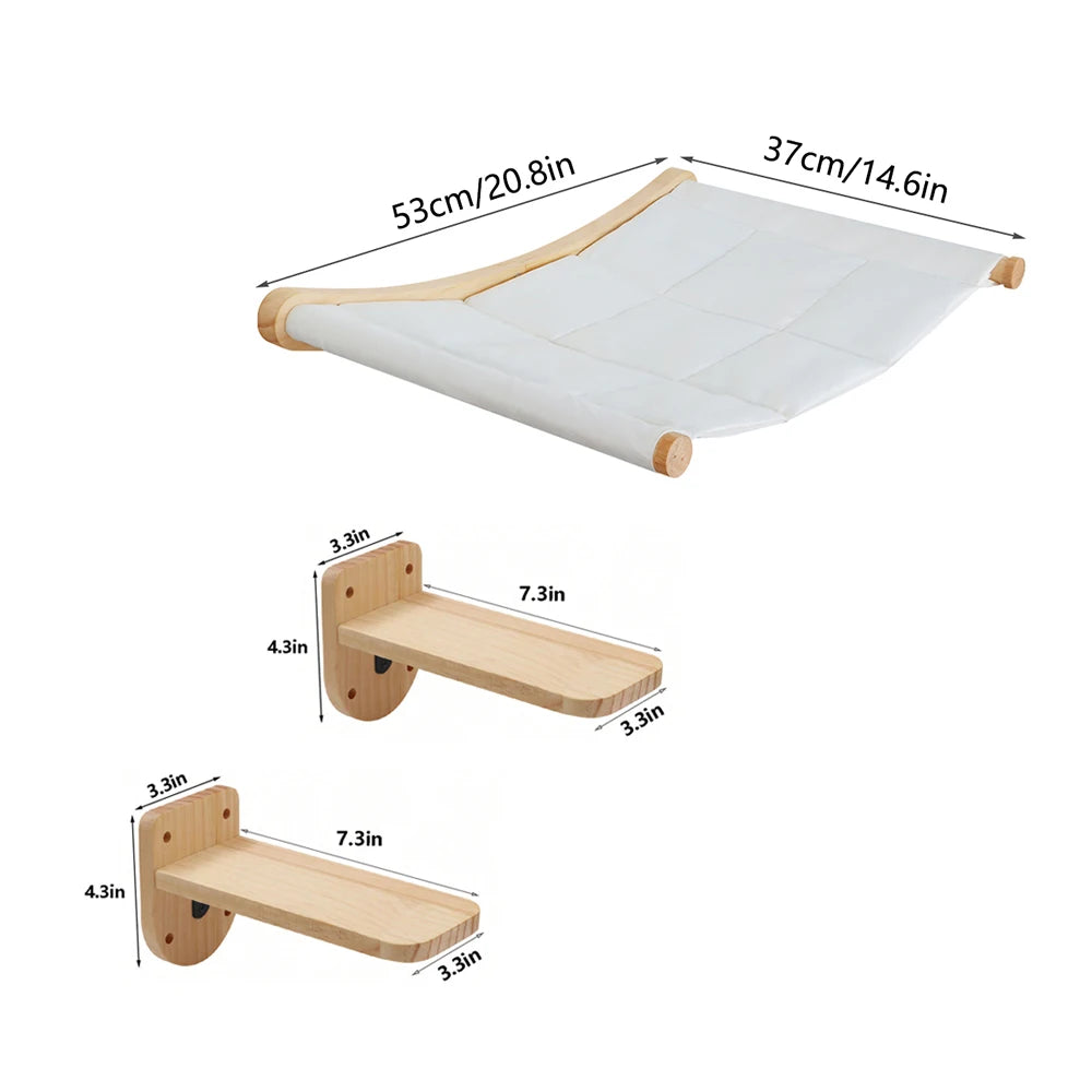 CWV Wall Mounted Cat Hammock With Climbing Shelves And Scratcher