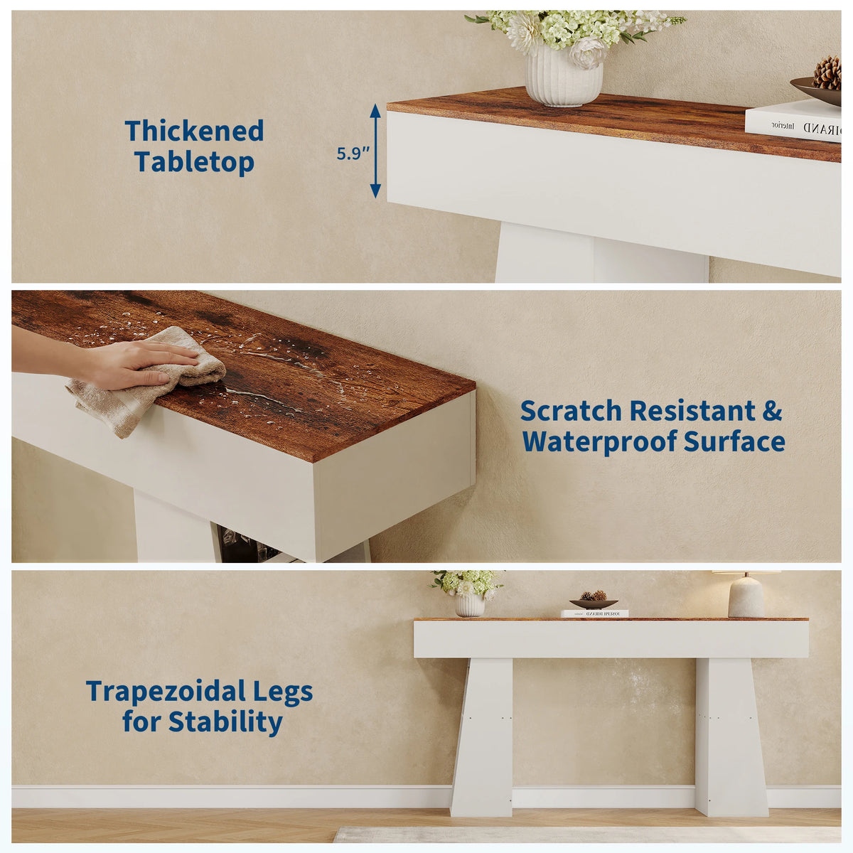Outwind Modern Console Table With Side Storage Shelves