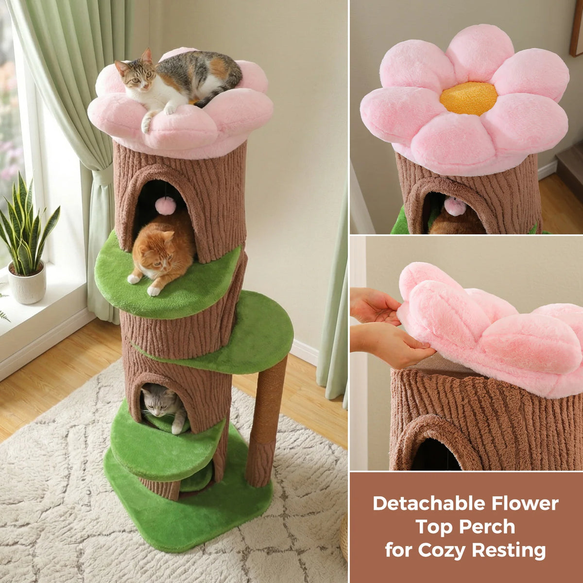 P Indoor Cat Tower With Condos And Thick Scratching Posts