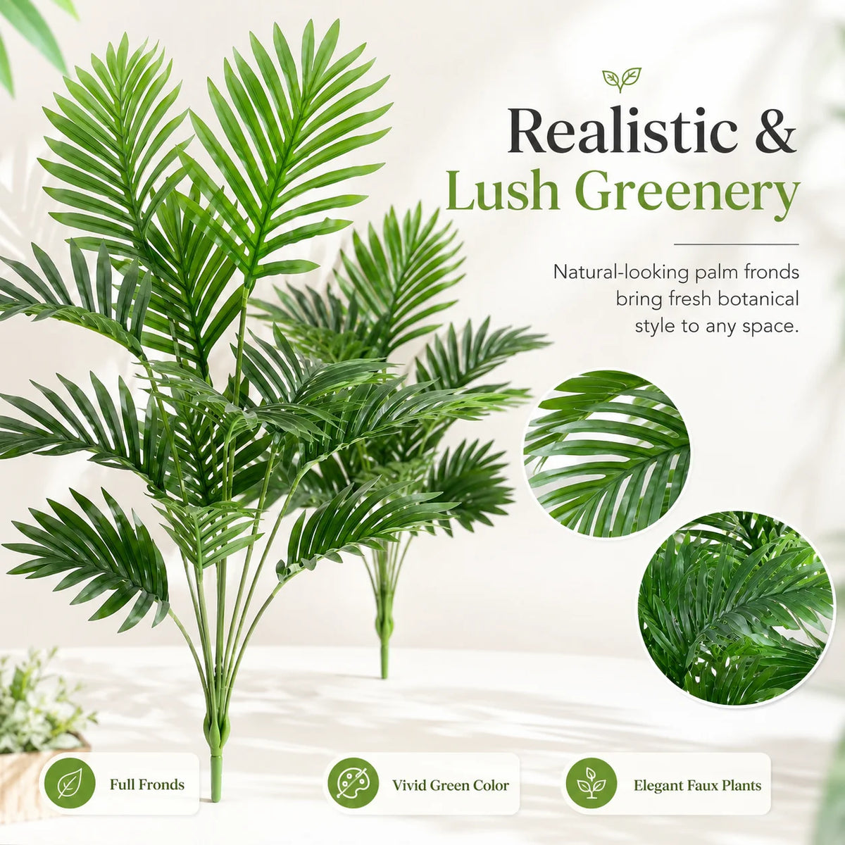 ZNLYRION Artificial Palm Fronds UV Resistant Faux Tropical Plant Branches