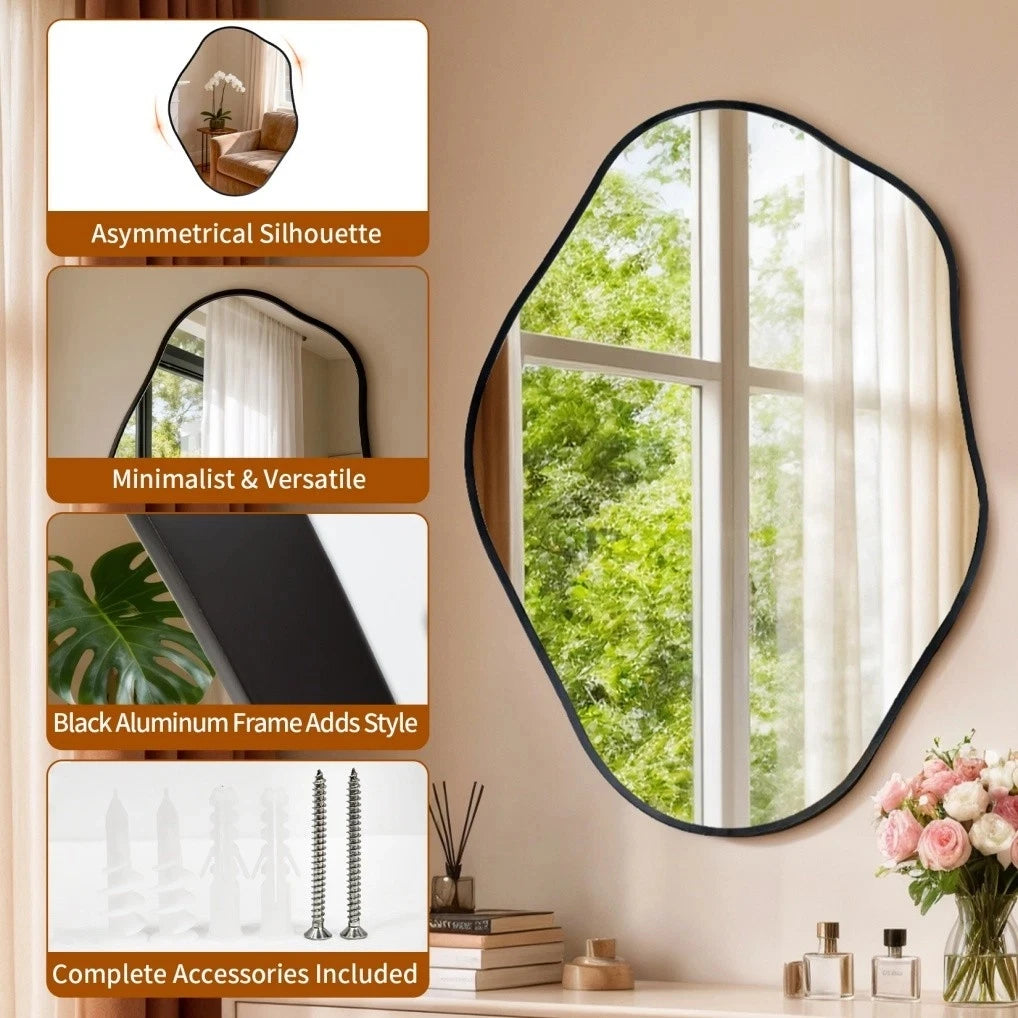 Luvodi Freeform Asymmetrical Wall Mirror With Aluminum Frame