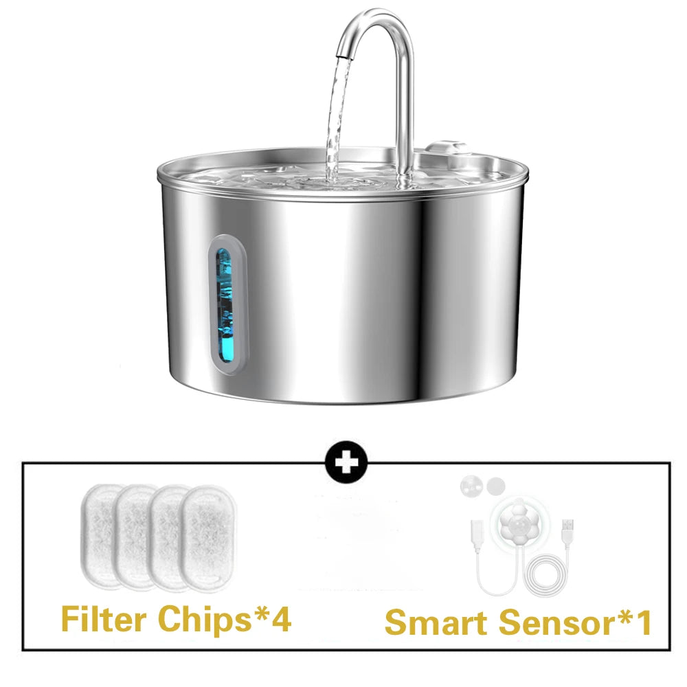 Silent Stainless Steel Pet Water Fountain Dispenser For Cats And Dogs