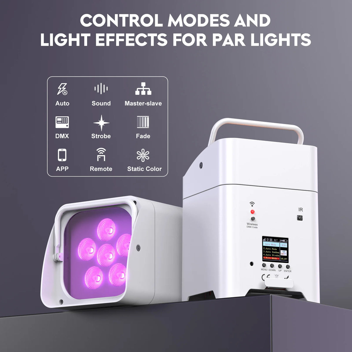 U'King RGBWA UV LED Par Light With DMX Wireless Battery