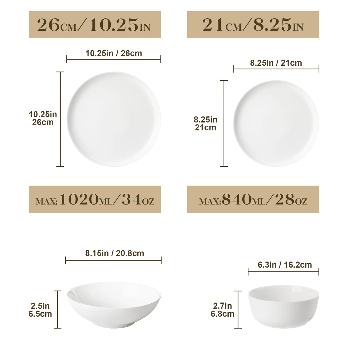 Malacasa Elegant Ceramic Dinnerware Set With Plates And Bowls