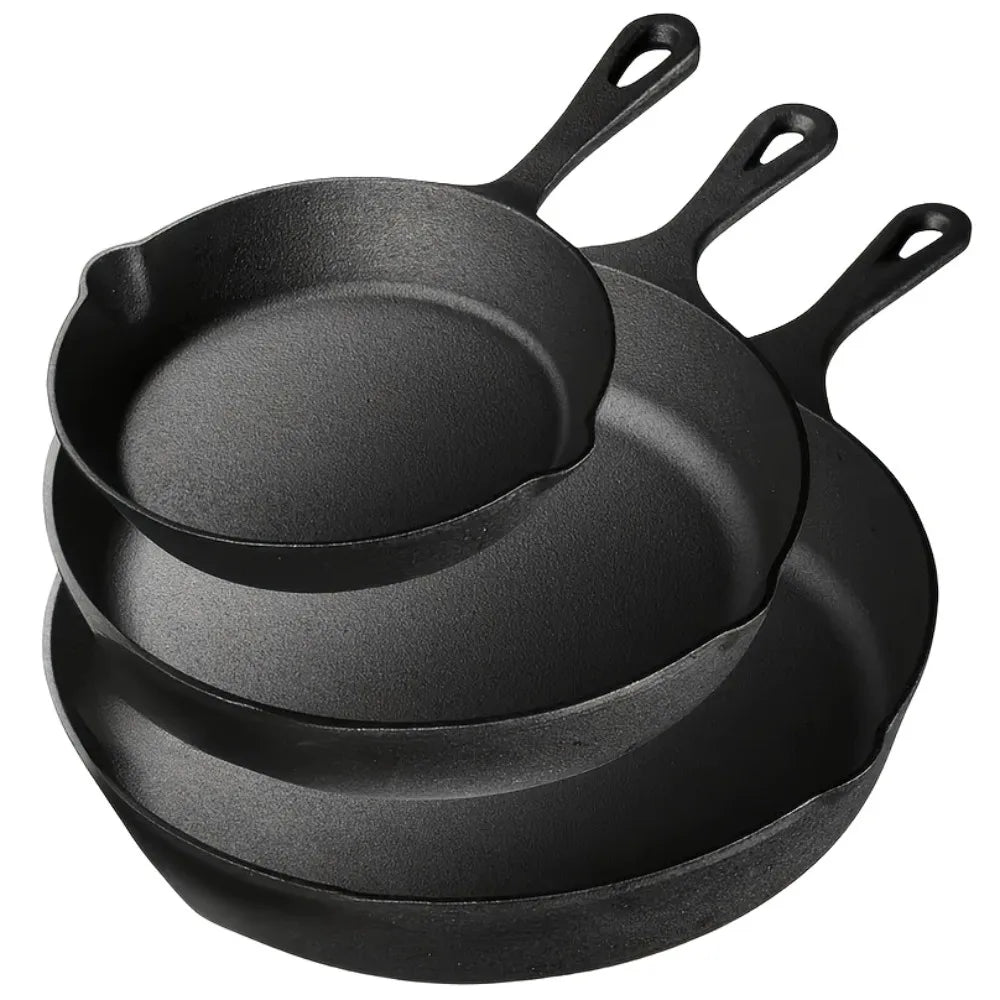 Preseasoned Heavy Duty Skillet Set For Home Outdoor Cooking