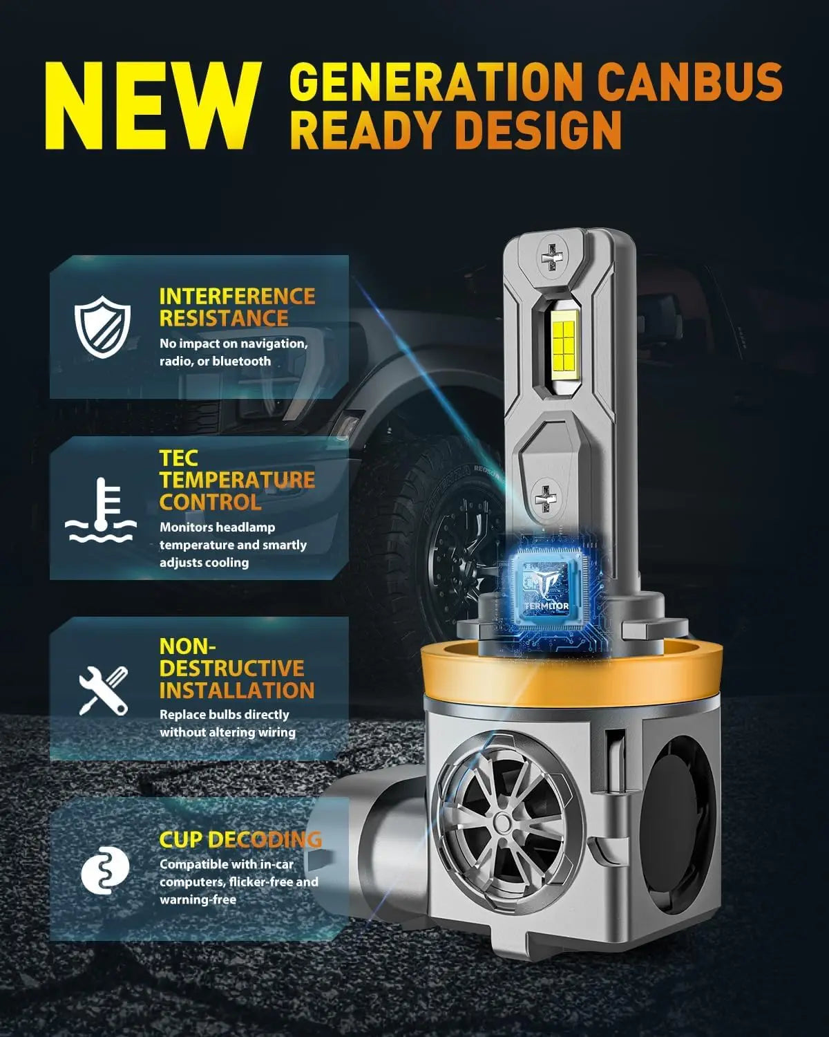 LED Headlight Bulb Combo For H11 H9 9005 HB3 Automotive