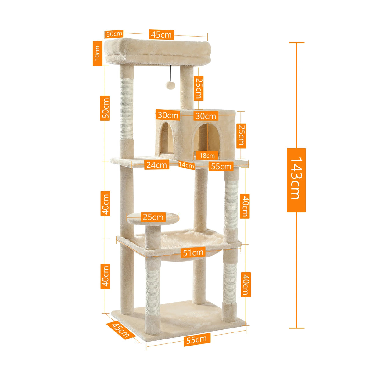 Pawz Road Five Level Cat Tower With Sisal Scratching Posts