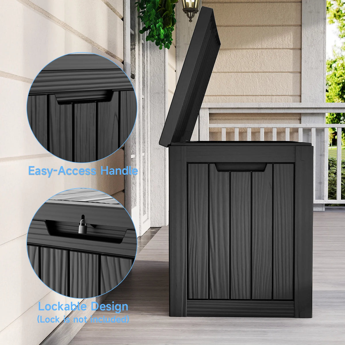 Weather Resistant Plastic Deck Storage Box With Secure Lid
