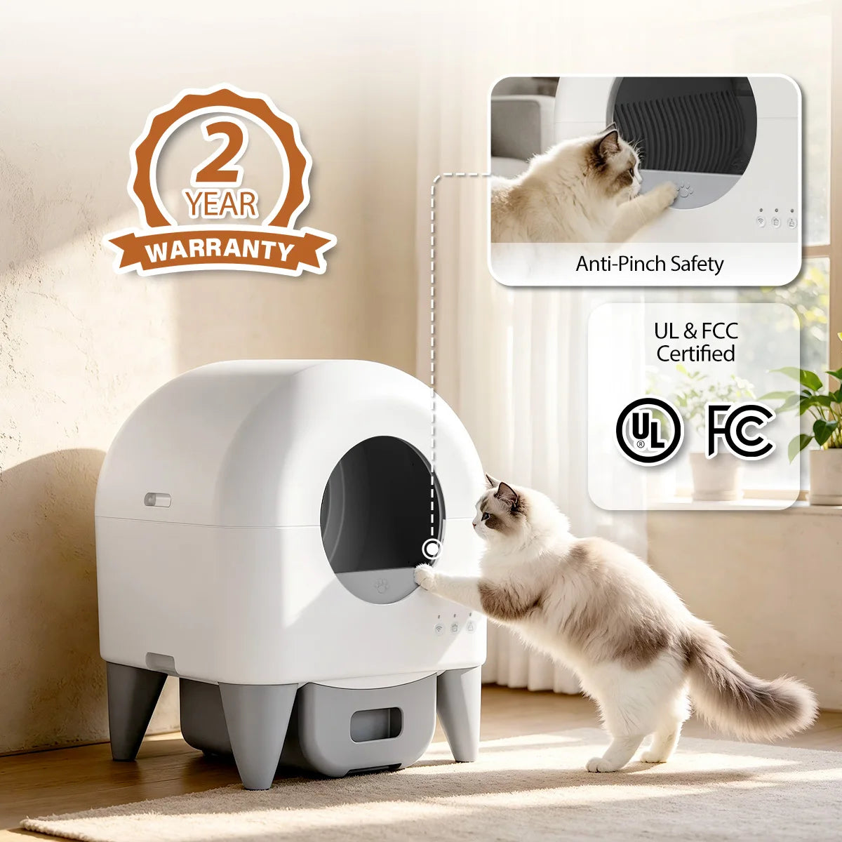 Self Cleaning Automatic Cat Litter Box With Smart App Features