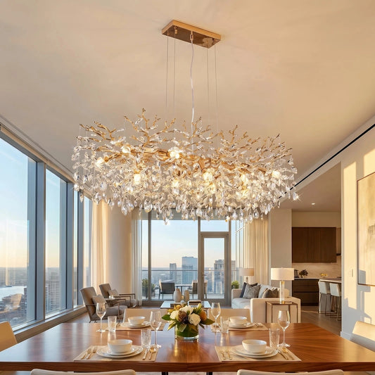 Arlsgite Luxury Tree Shaped Crystal Chandelier With 14 Lamp Holders