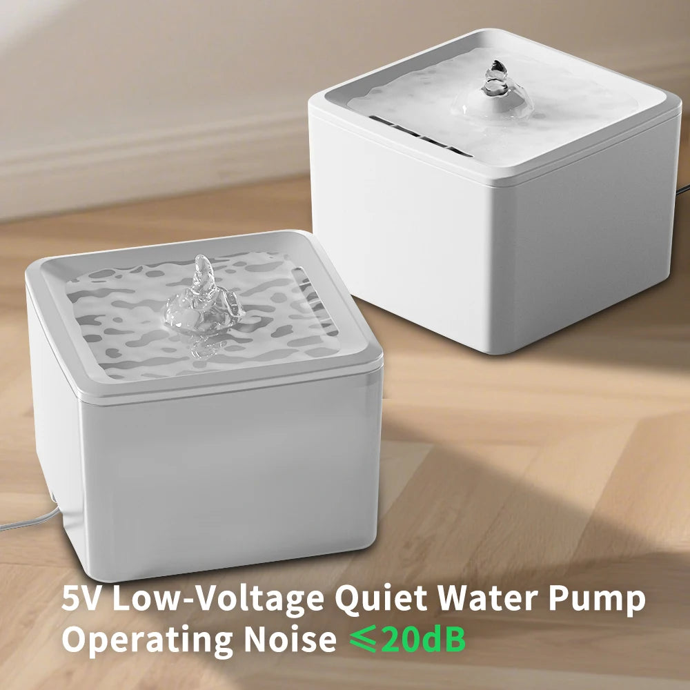 Square Pet Water Feeder With Removable Bowl And Silent Filter