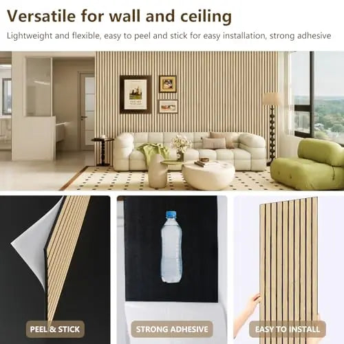 Self Adhesive Geometric Wood Slat Acoustic Wall Panels