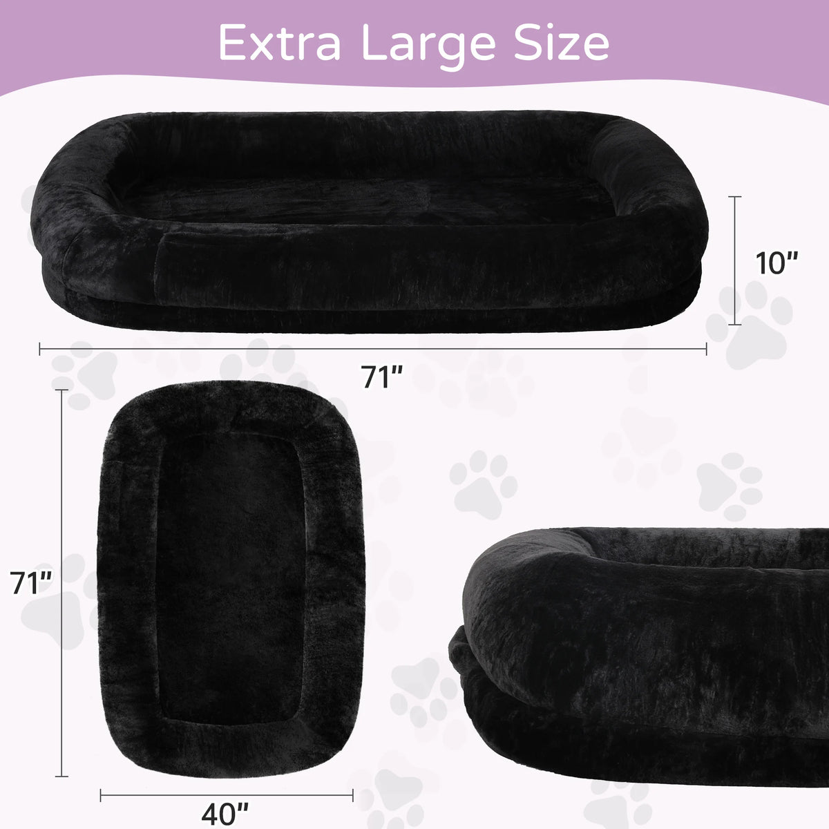 Large Orthopedic Human Dog Bed with Removable Faux Fur Cover