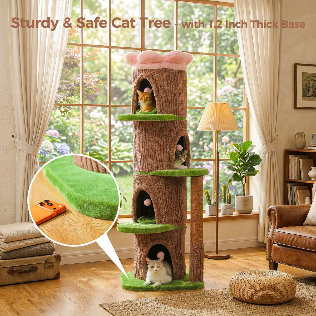 P Indoor Cat Tower With Condos And Thick Scratching Posts