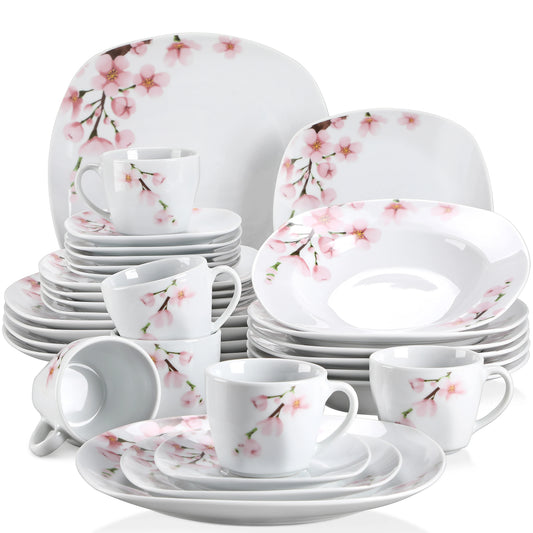 Malacasa Floral Round Porcelain Dinnerware Plate Set