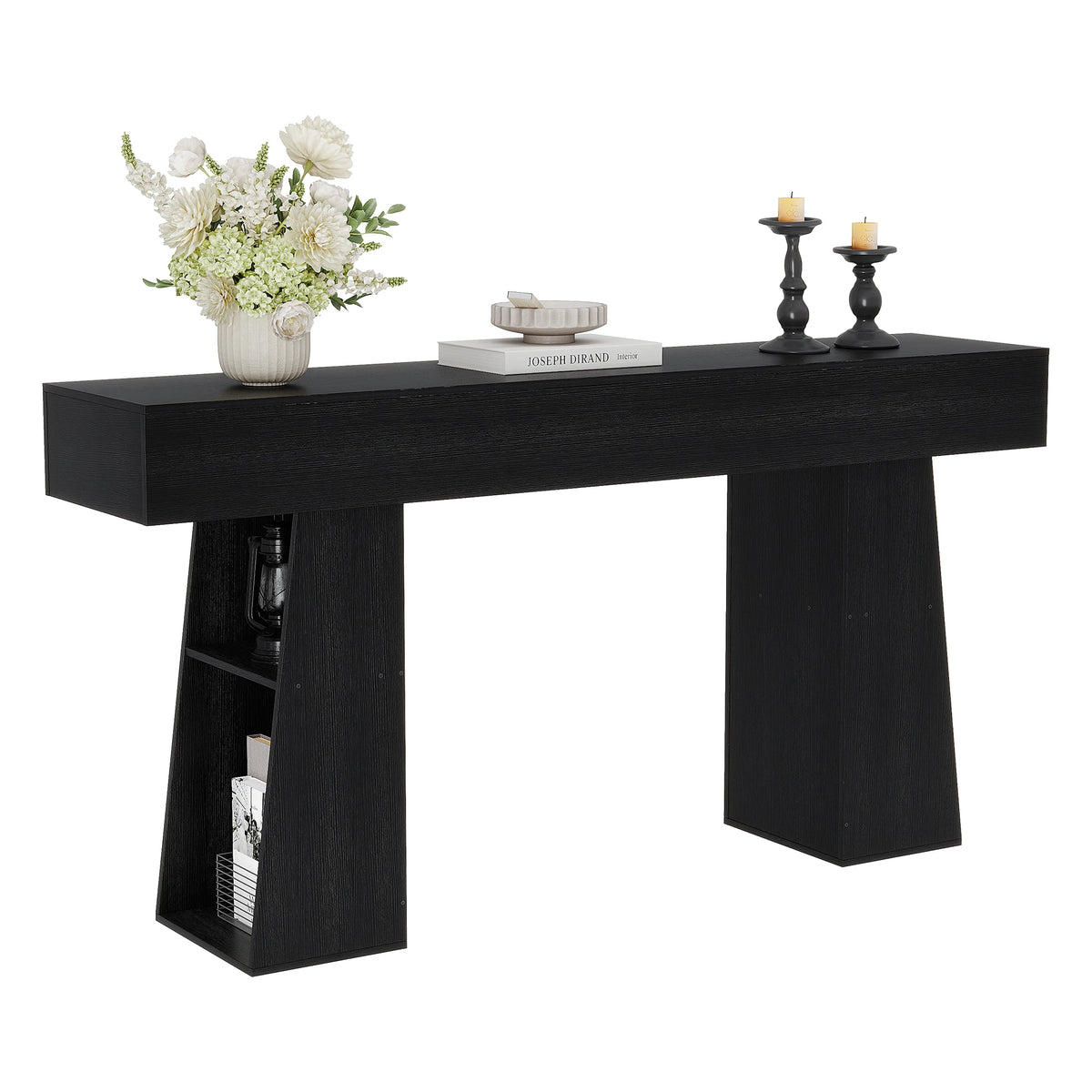 Outwind Modern Console Table With Side Storage Shelves