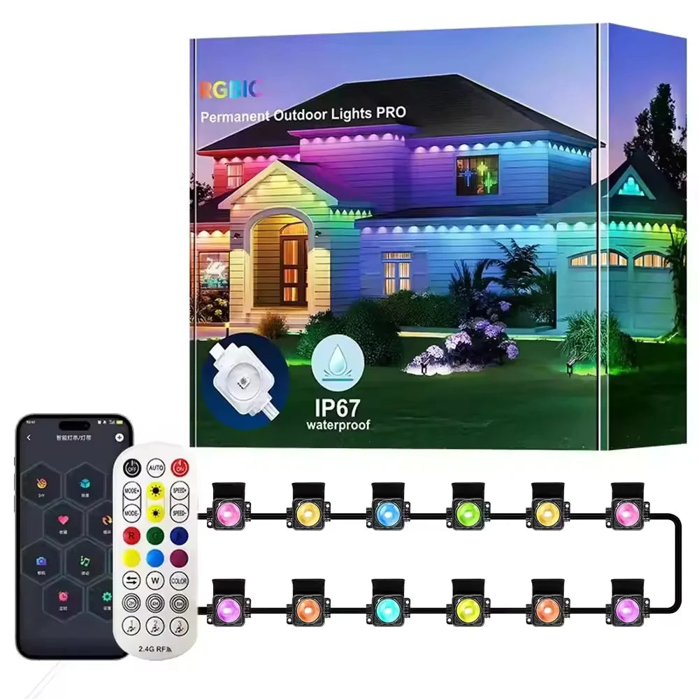 Smart Permanent Outdoor Eaves Lights IP67 Waterproof With App Control