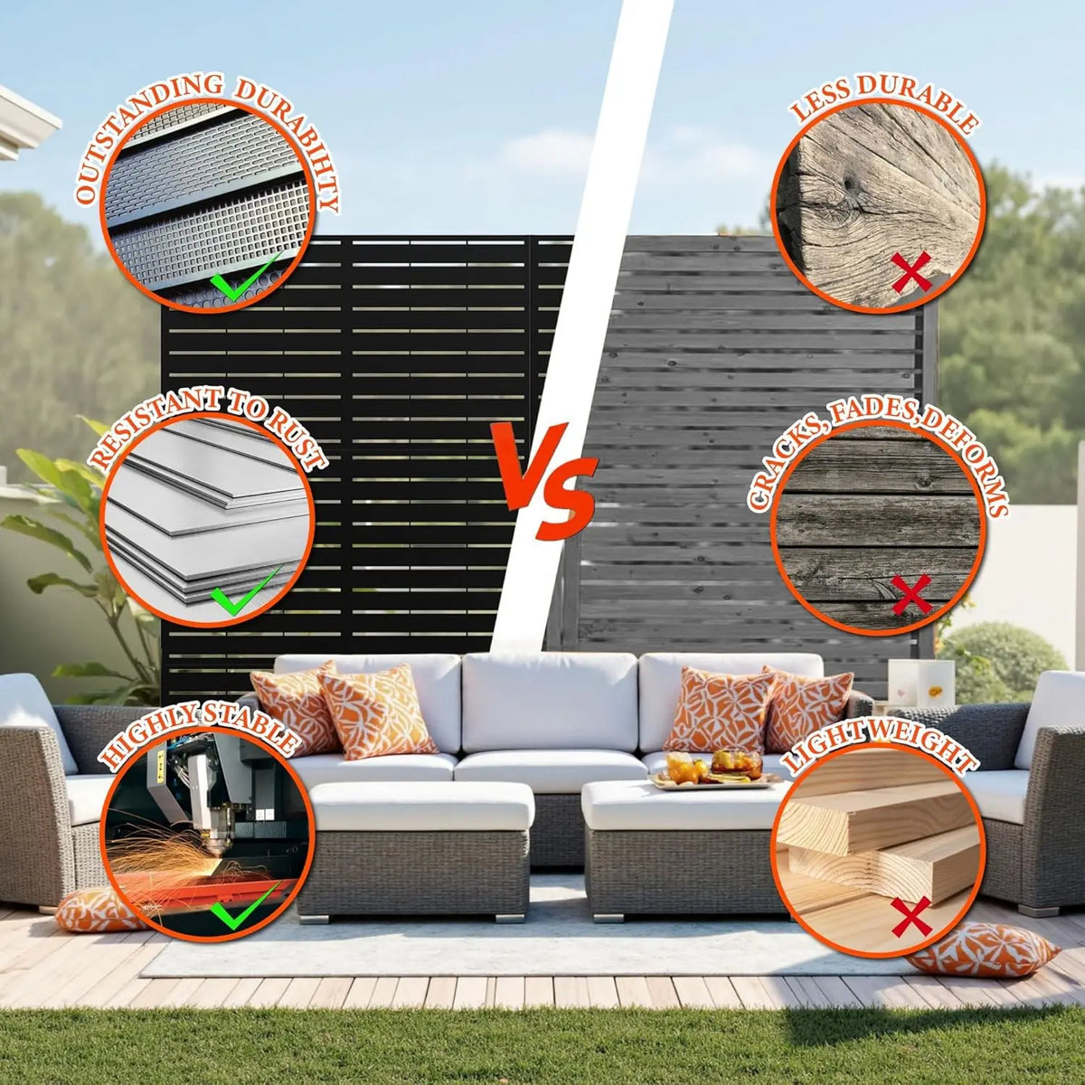 Twister CK Metal Garden Privacy Screen With Outdoor Divider