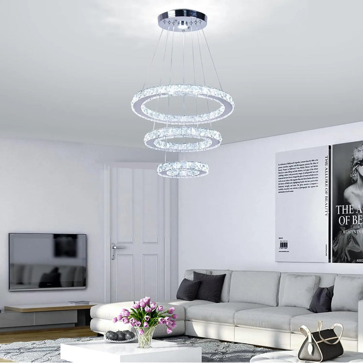 FRIXCHUR Crystal Dimmable LED Pendant Light For Home Decor