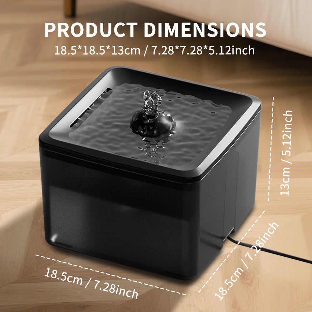 Square Pet Water Feeder With Removable Bowl And Silent Filter