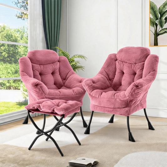 EliteZ Modern Lounge Chair With Ottoman And Side Pocket
