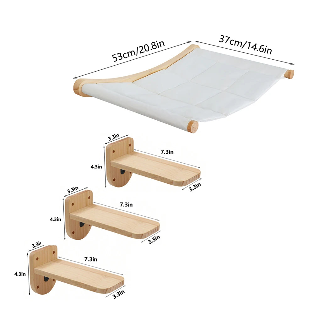 CWV Wall Mounted Cat Hammock With Climbing Shelves And Scratcher