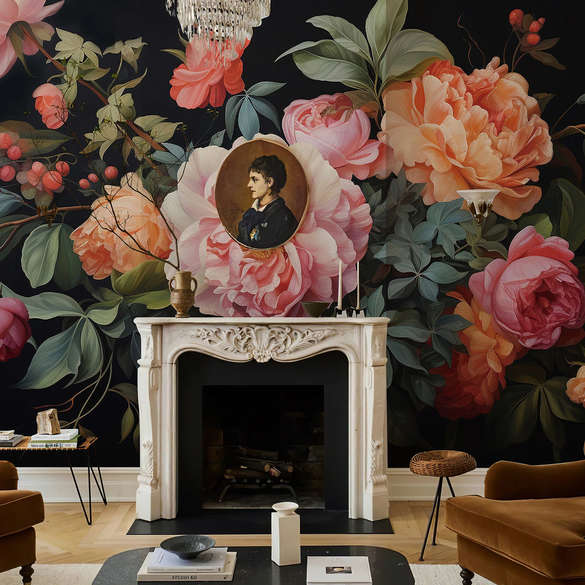 JIFFDIFF Antique Flowers Peel And Stick Vinyl Wallpaper