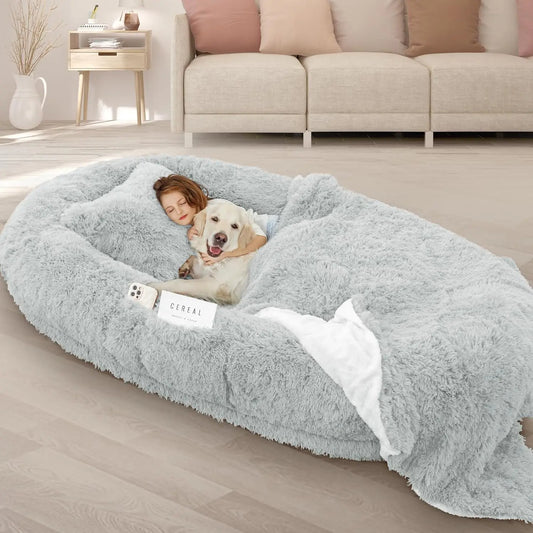 Thick Memory Foam Washable Pet And Human Bed With Pillow