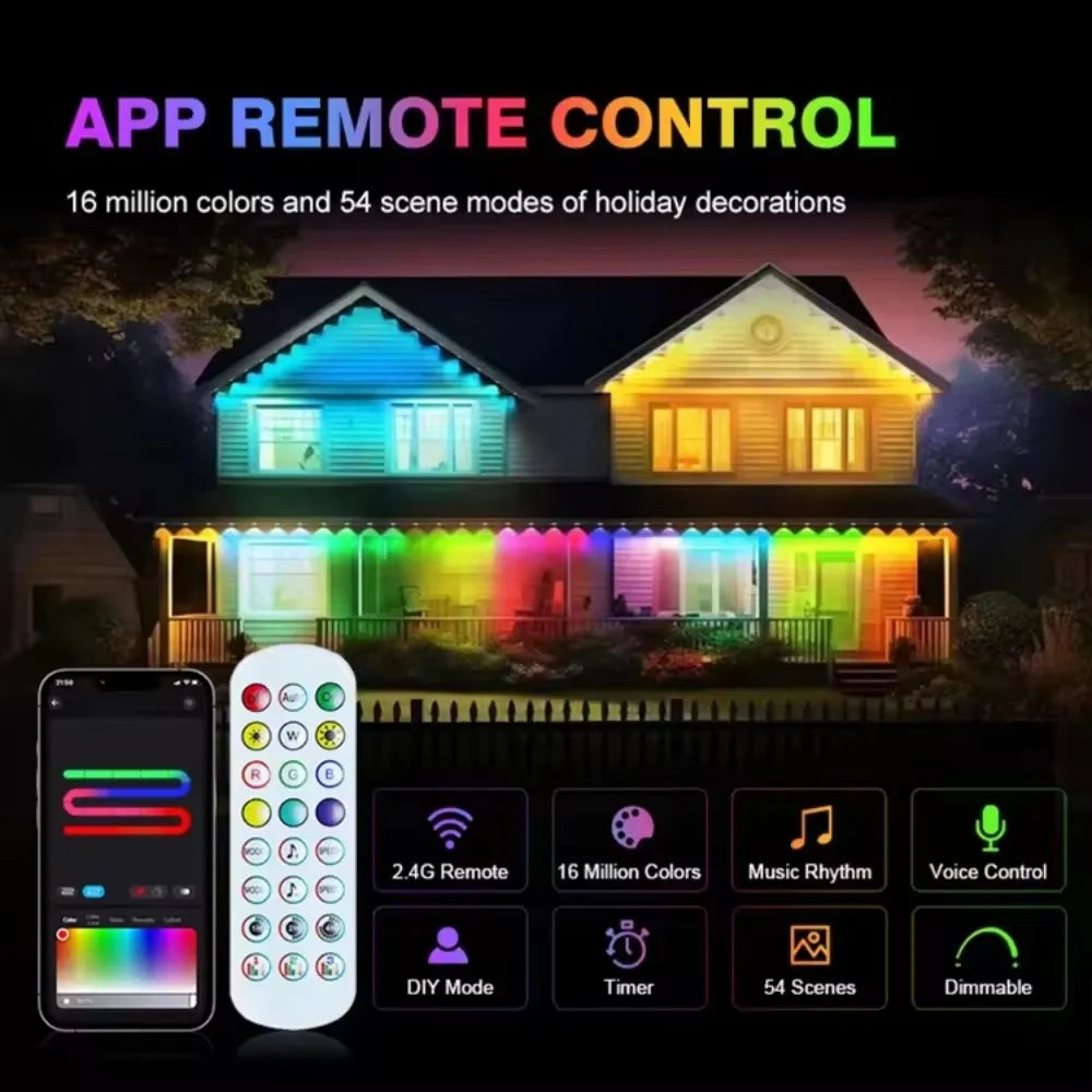 IP67 Waterproof Smart LED String Lights With App Remote Control
