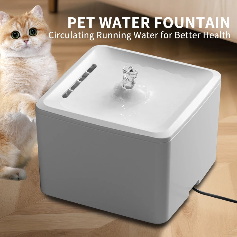 Square Pet Water Feeder With Removable Bowl And Silent Filter