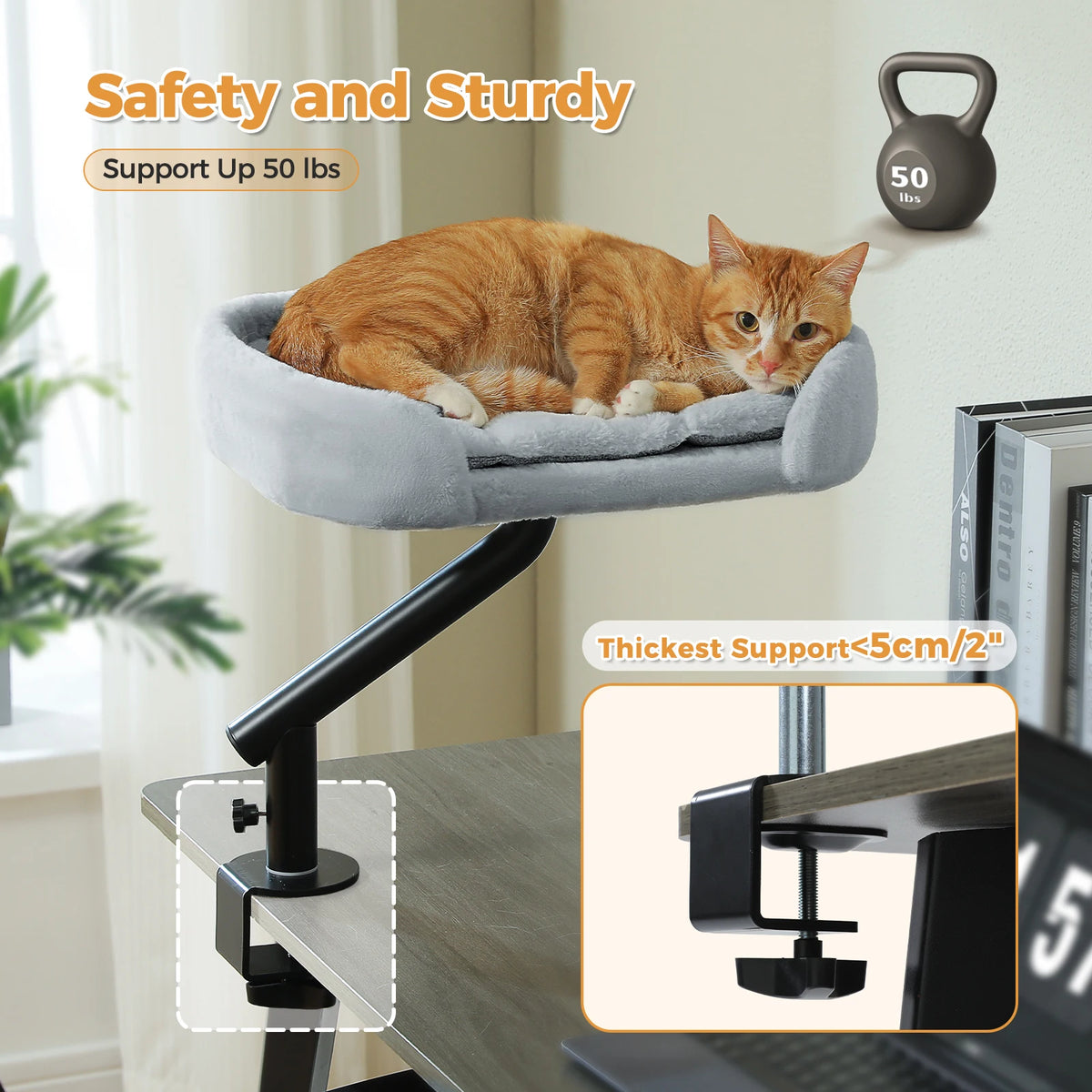PAWZ Road Adjustable Cat Desk Bed Stand With Plush Comfort