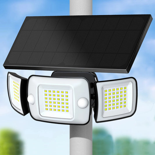 Intelamp 6000mAh Outdoor Solar Flood Light Dual Motion Sensor Garden