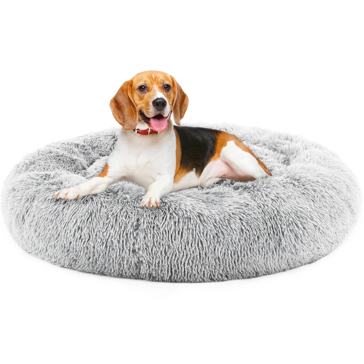 JHK Calming Round Dog Bed Washable Anti Slip Coral Fleece