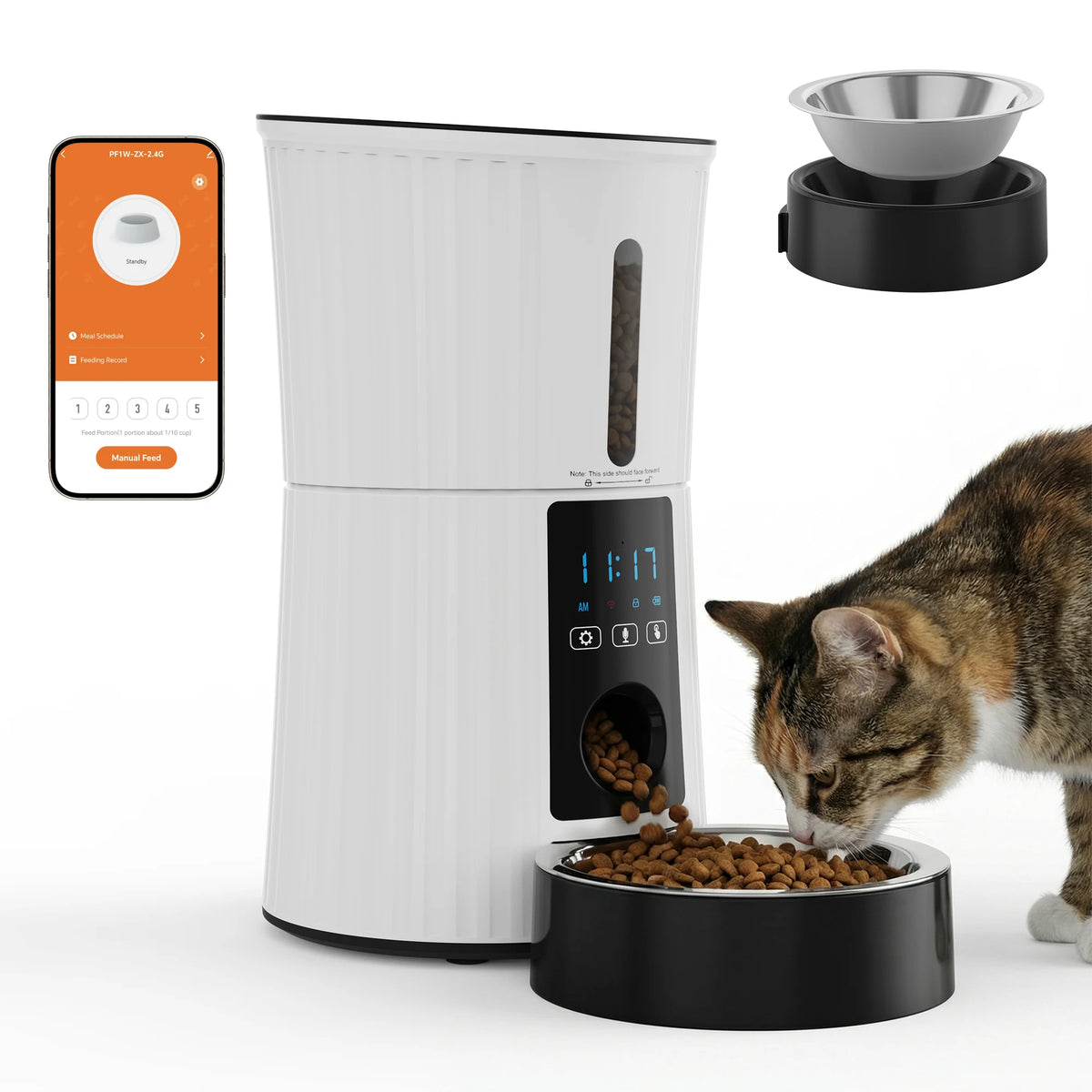 JHK Automatic Cat Feeder WiFi APP Dual Power Programmable Dispenser