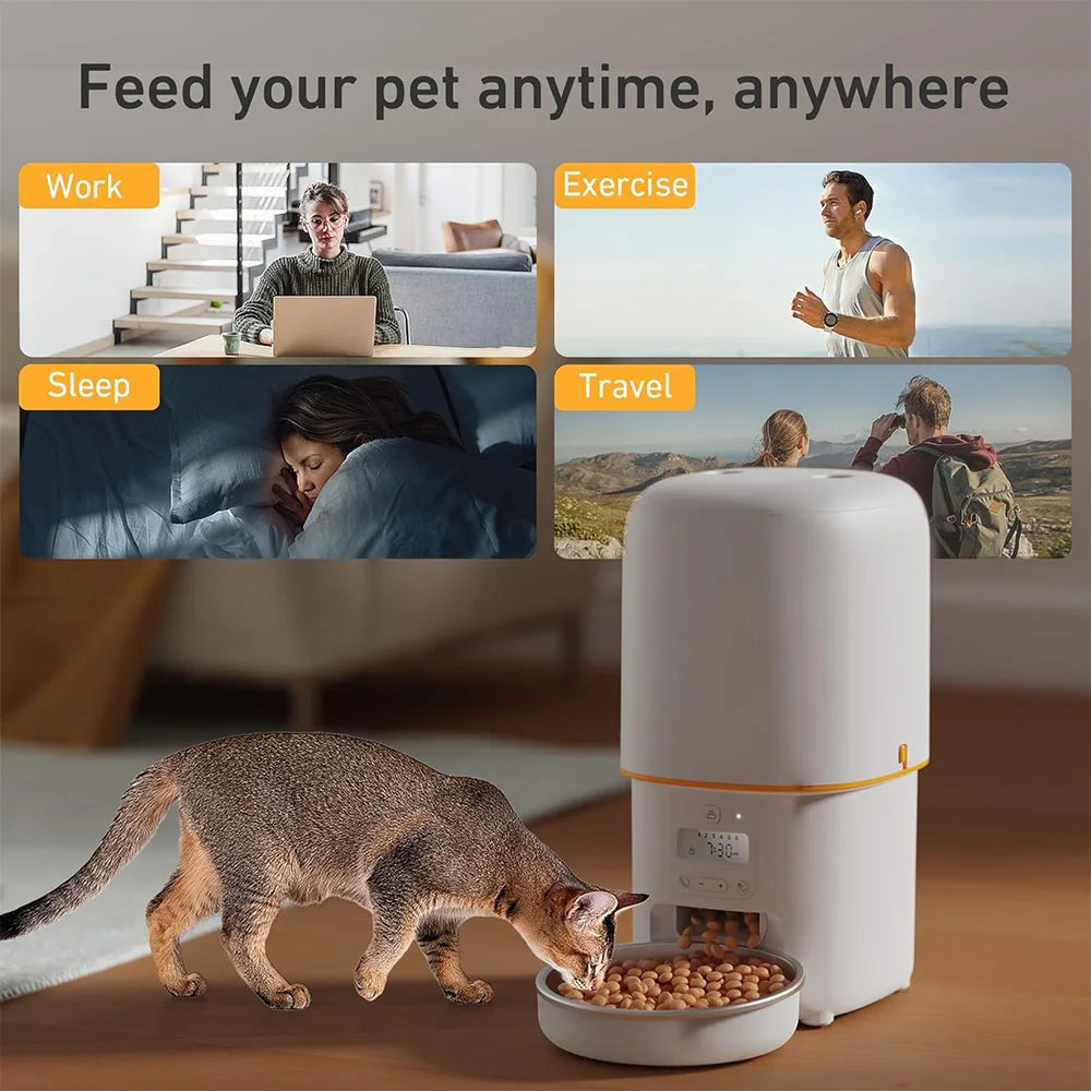 Nityers Automatic Pet Food Dispenser With Stainless Steel Bowl