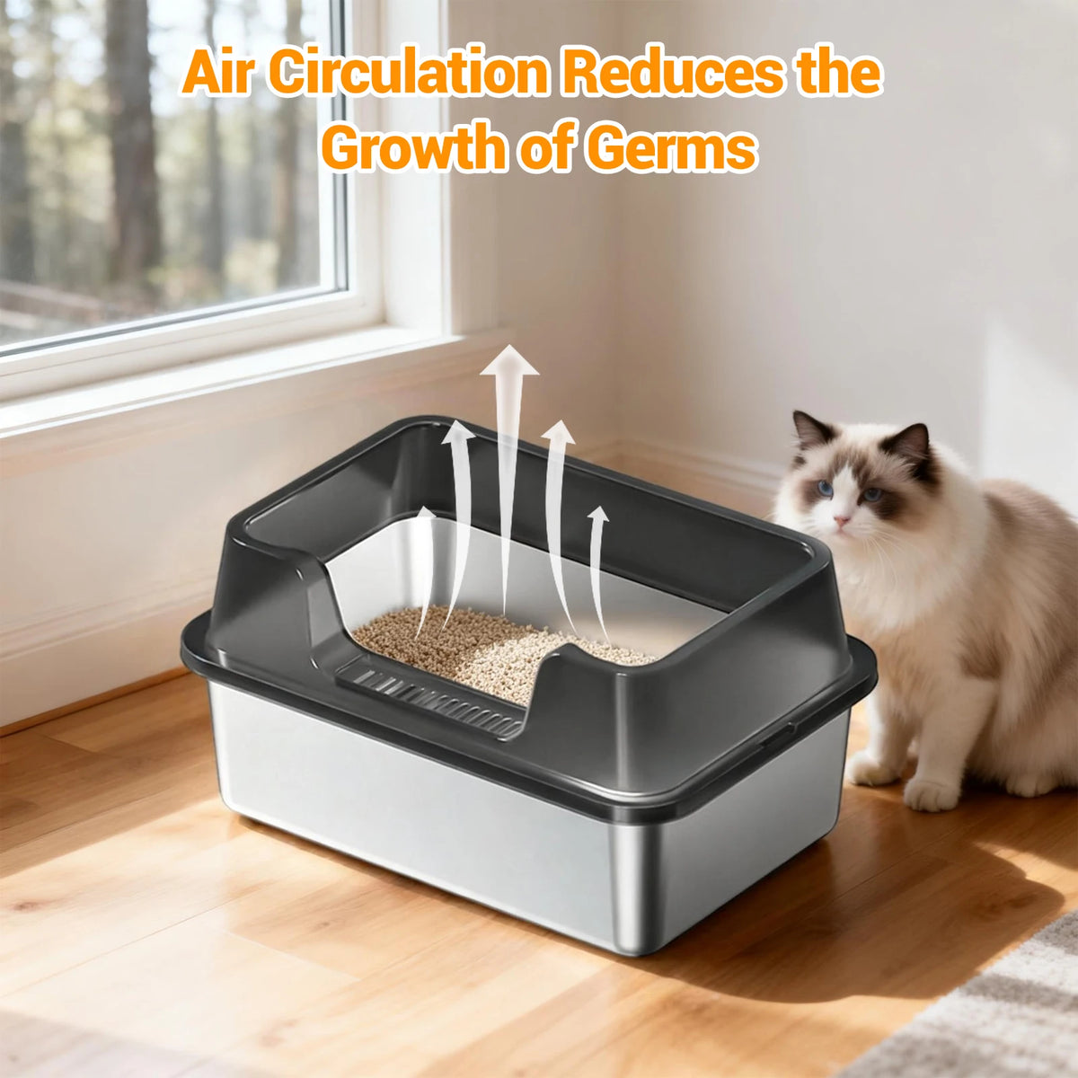 EliteZ Odor Resistant Stainless Steel Cat Litter Box