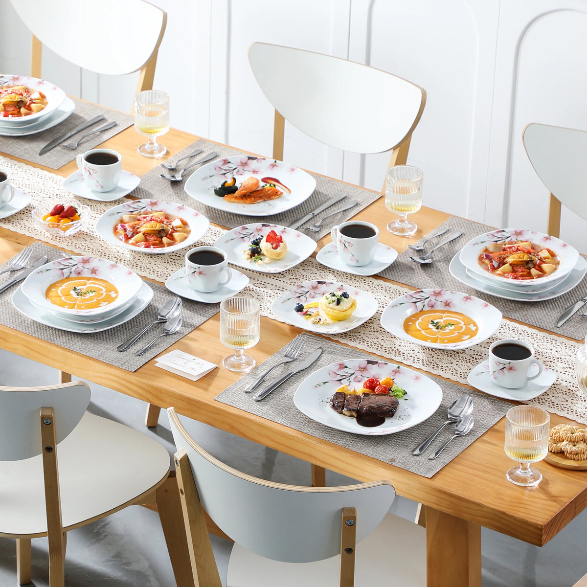Malacasa Floral Round Porcelain Dinnerware Plate Set