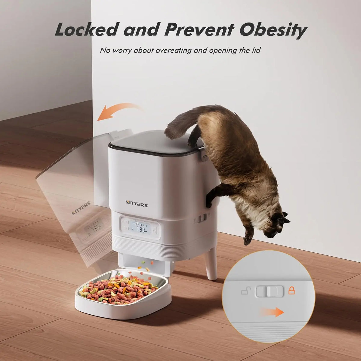 Nityers Automatic Pet Feeder With Stainless Steel Bowl And Timer
