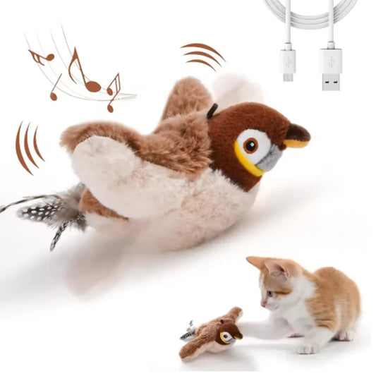 Rechargeable Chirping Flapping Bird Plush Toy For Cats And Dogs
