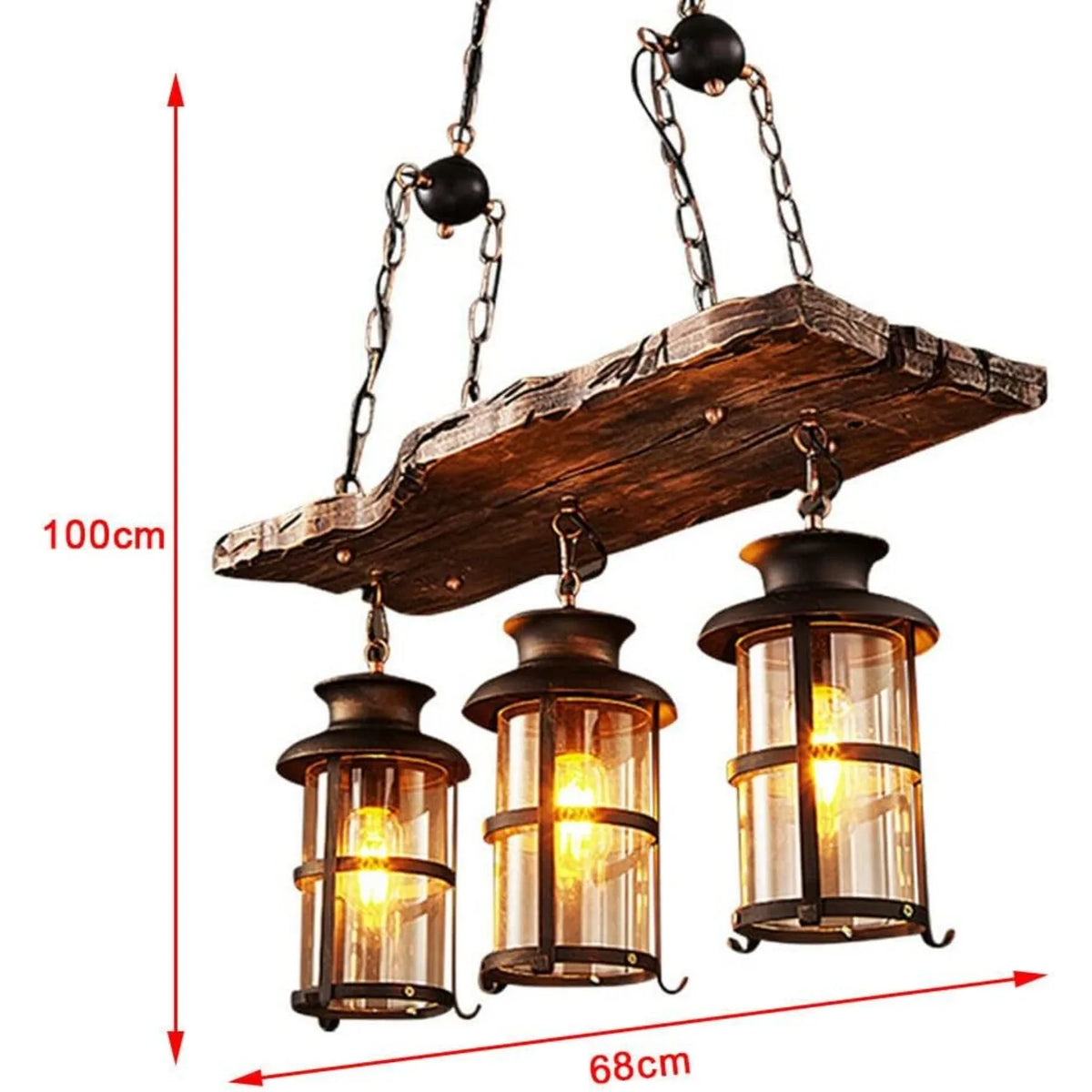 Farmhouse Industrial Three Light Pendant Lamp With Glass E26 Base