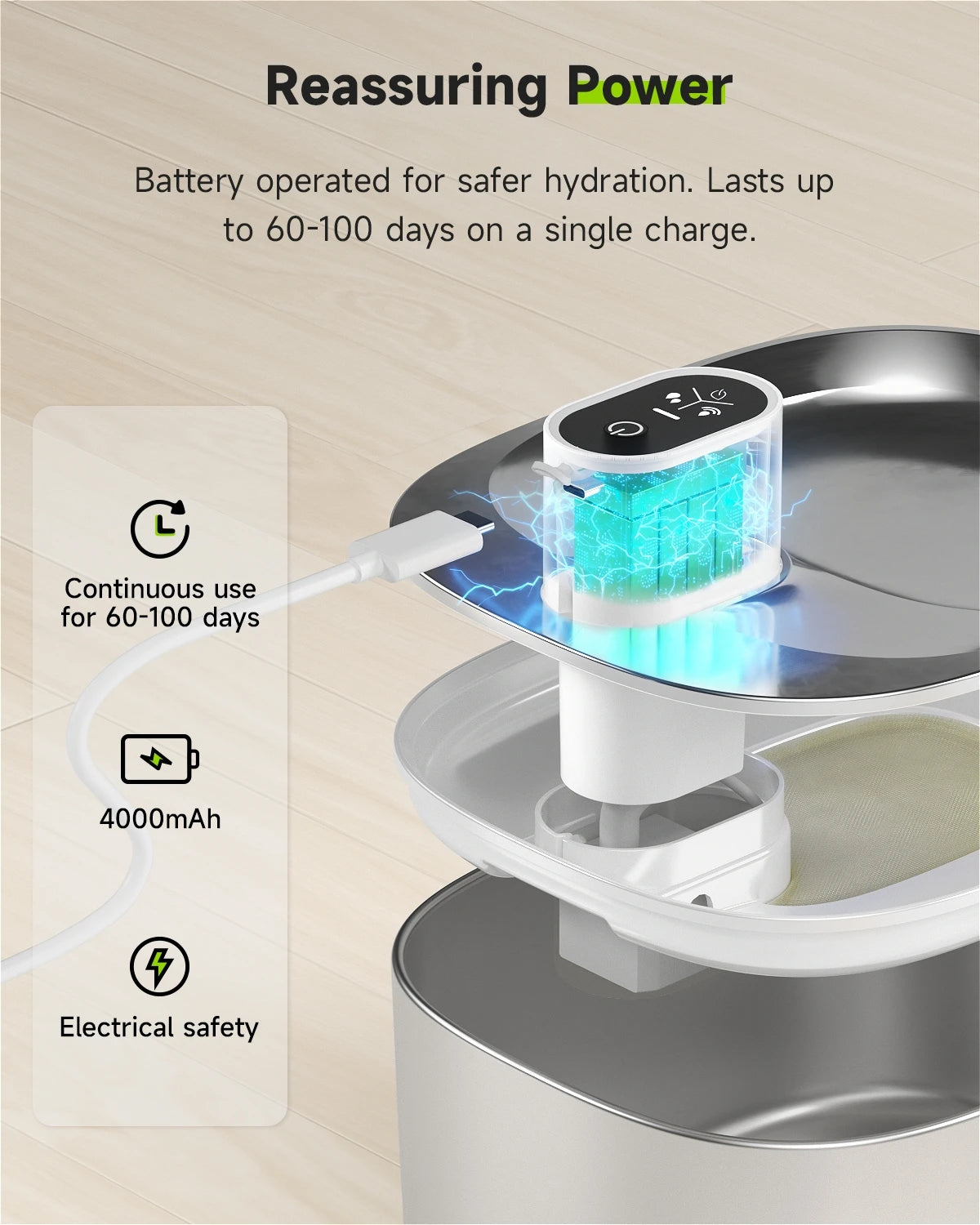Apetdola Wireless Automatic Pet Water Fountain With Smart Sensor