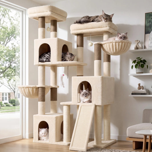 Globlazer Cat Climbing Tower With Multiple Sisal Posts And Hammocks
