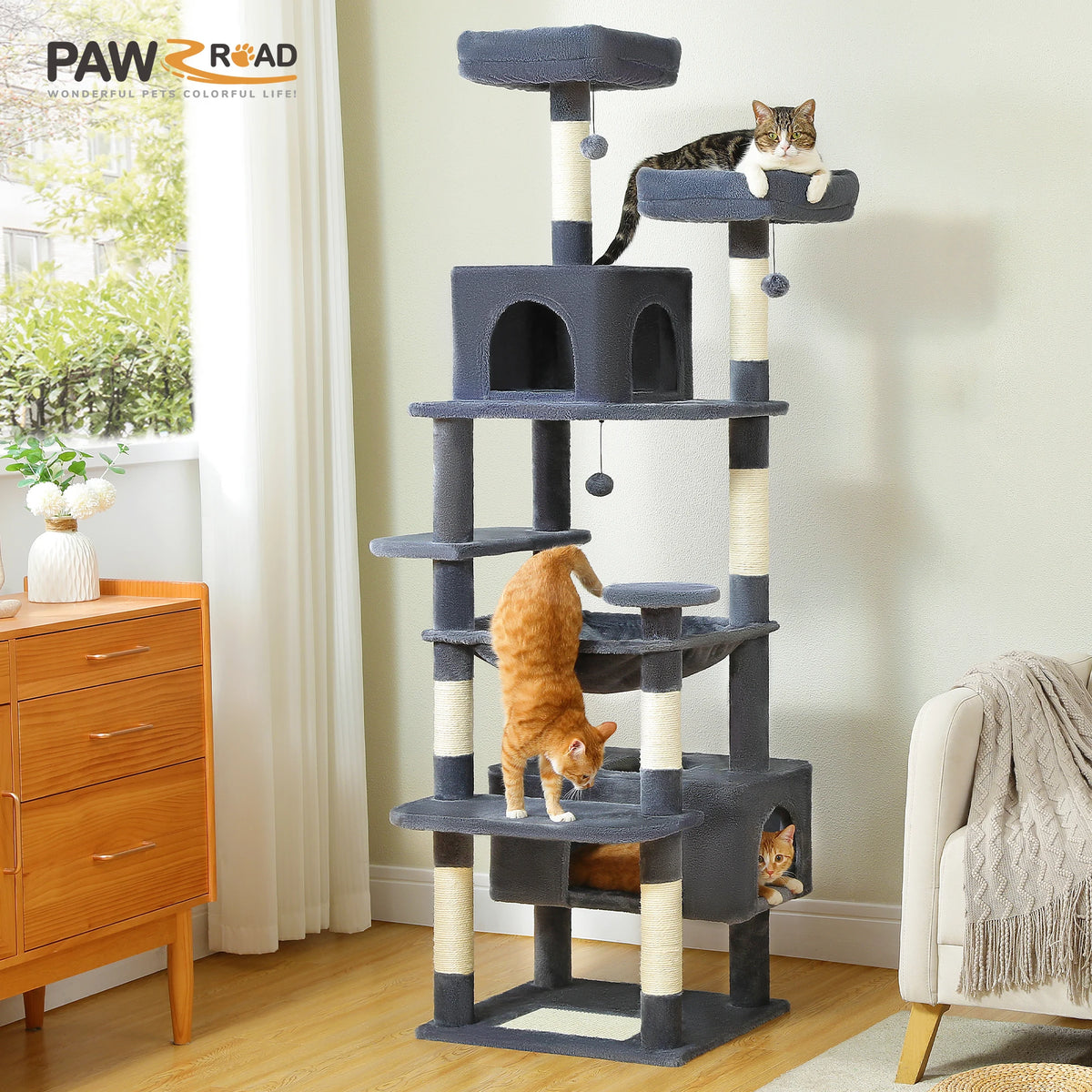 Pawz Road Cat Tree Tower Featuring Sisal Scratching Posts