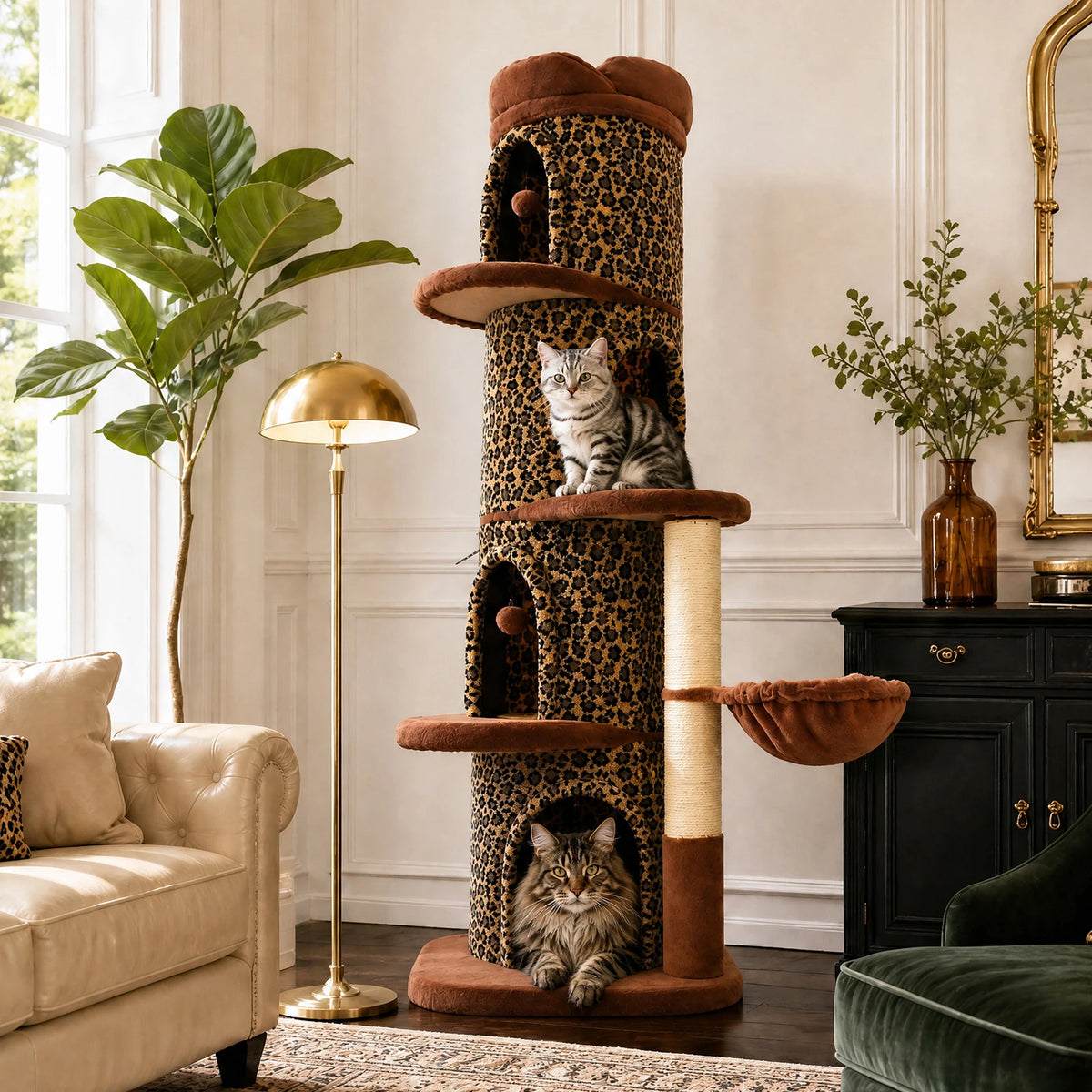 P Indoor Cat Tower With Condos And Thick Scratching Posts