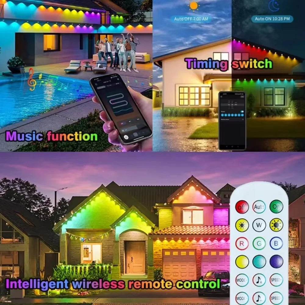 IP67 Waterproof Smart LED String Lights With App Remote Control