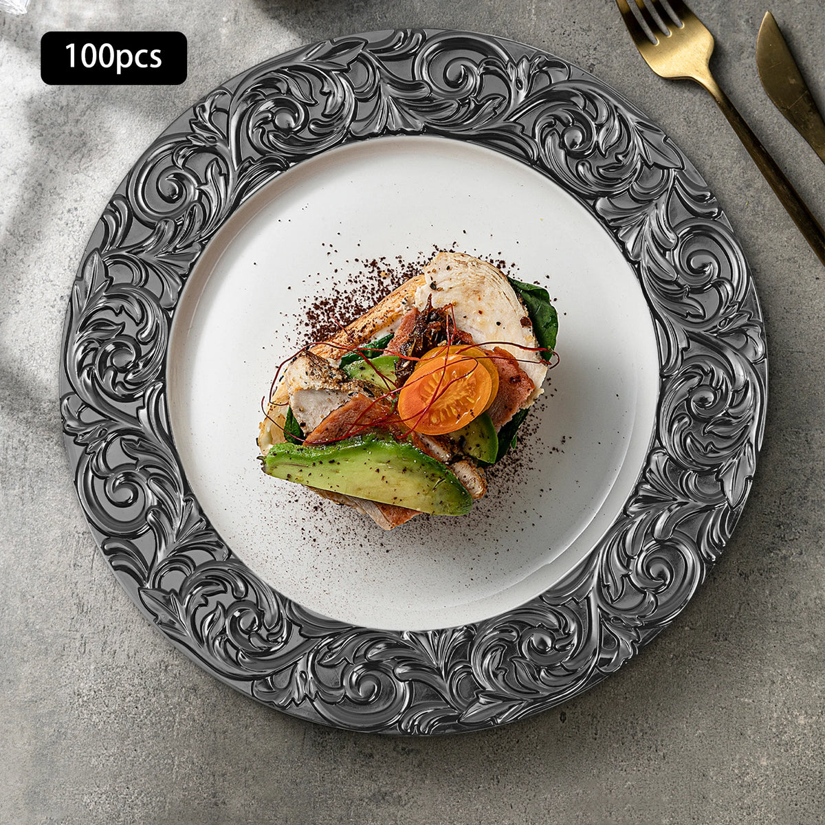 100 Piece Round Reusable Charger Plates For Weddings And Banquets