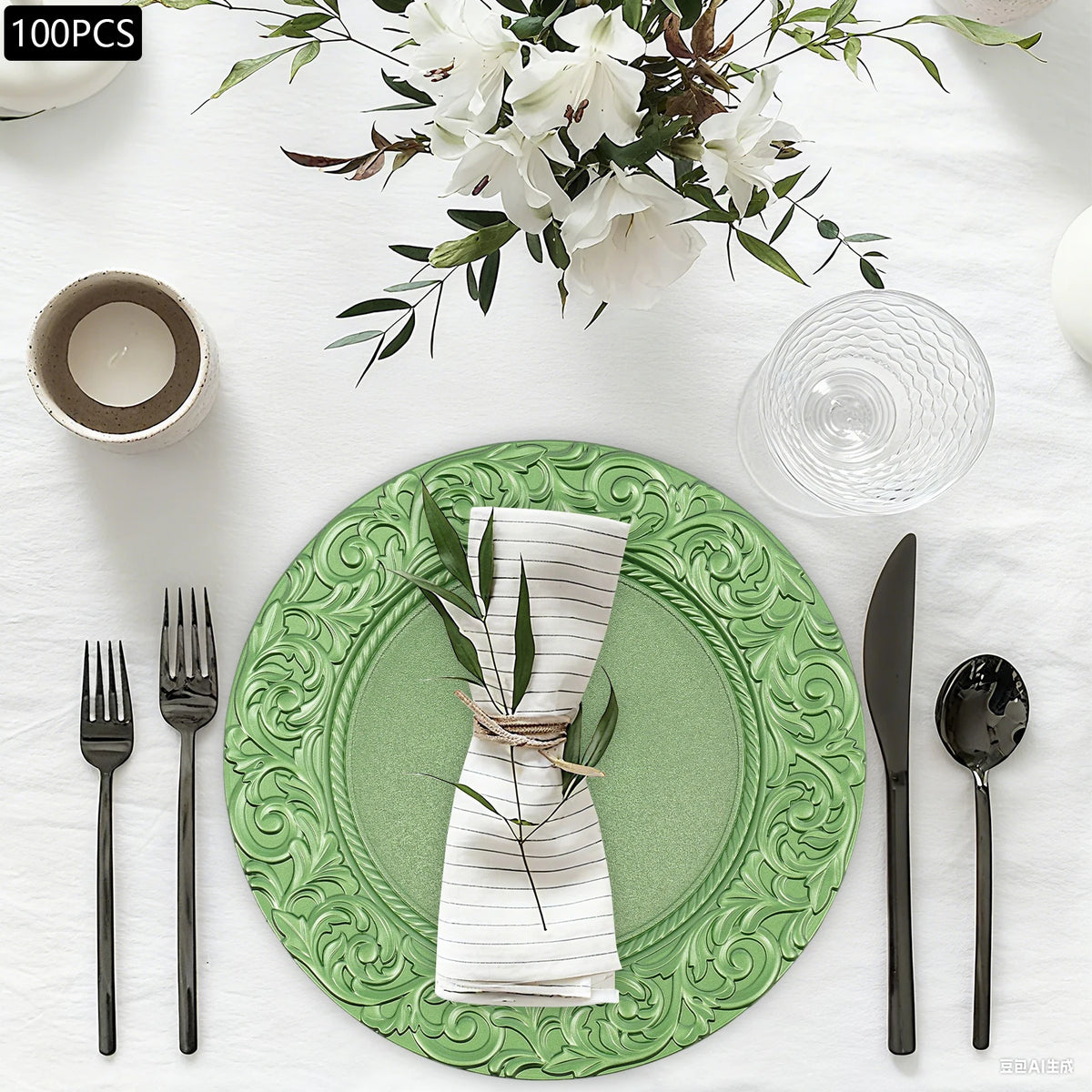 100 Piece Round Reusable Charger Plates For Weddings And Banquets