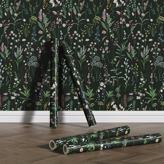 Jiffdiff Retro Floral Peel And Stick Vinyl Wallpaper Roll
