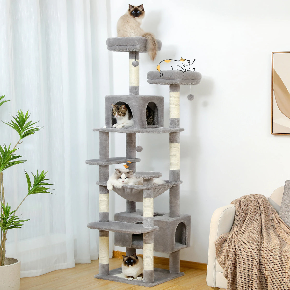 Pawz Road Cat Tree Tower Featuring Sisal Scratching Posts