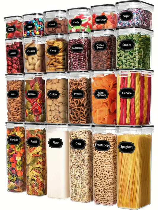 24 Pcs Airtight Food Storage Containers With Labels Pp
